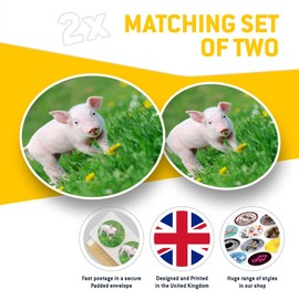 Vinyl Stickers (Set of 2) 25cm - Cute Little Piglet Pig Pink Farm Animal #14879