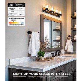 LYTIO 4-Light LED Vanity Bar Light – Modern Bathroom Wall Lamp to Install Over The Sink or Mirror - Includes LED Bulbs (Black)