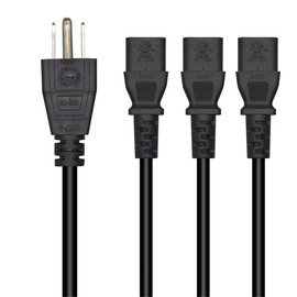 Strhowill Computer Power Splitter Cord,Monitor Power Cord,NEMA 5-15P to IEC320 3X C13 Y-Power Cable, C13 Splitter,Power Supply for 3 Devices at a time - UL Listed(6.5FT/2M, 5-15P to 3X C13)