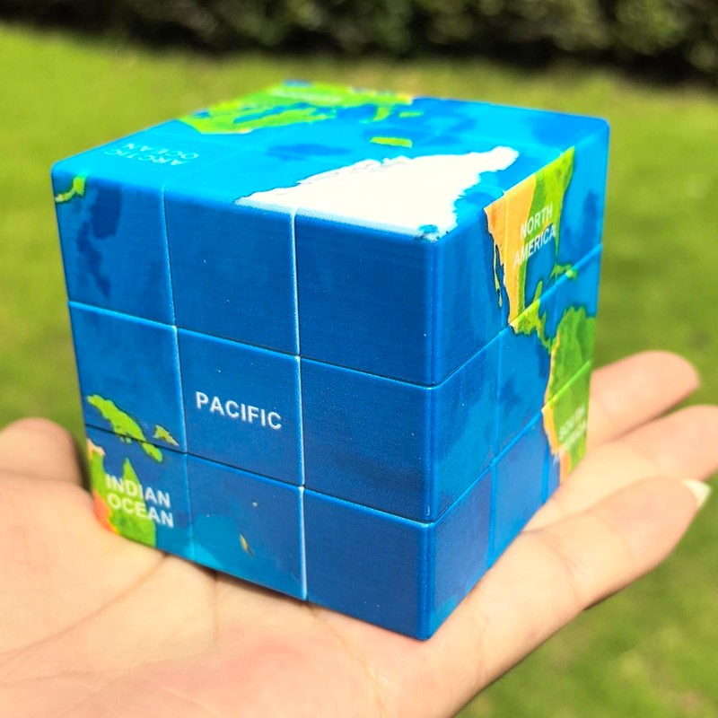 3x3x3 World Map Design Speed Cube Geography Puzzle,Educational Brain Teaser