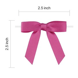 Meseey 100 Pcs Satin Ribbon Bows with Twist Tie 2.5 Inch Victorian Rose Pretied Premade Colored Craft Bows for Gift Wrapping Basket Wedding Baby Shower Brithday Party (Victorian Rose)