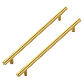 JOY DECOR 5 Pack Cabinet Handles, Gold Cabinet Pulls, 8-3/4 in Hole Center Kitchen Cabinet Handles, Stainless Steel T Bar Handles for Dresser Drawers