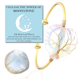 Halukakah Crystals Stones Women's Necklace Natural Moonstone / Pink Quartz / Amethyst Quartz / Obsidian / Jade Platinum Plated Brass Wire Handmade Winding Tree of Life Moon / Heart Pendant 30 x 40 mm