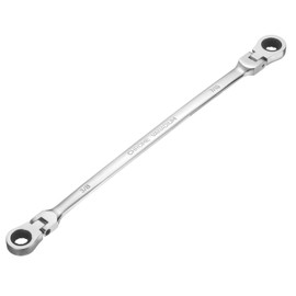 sourcing map Double Box End Wrench Extra Long Flex Head Metric 3/8" x 7/16" 72-Tooth 12-Point Ratcheting Double Box End Wrench 180 Degree Flex Head CR-V Steel for Garage Repair DIY, Silver