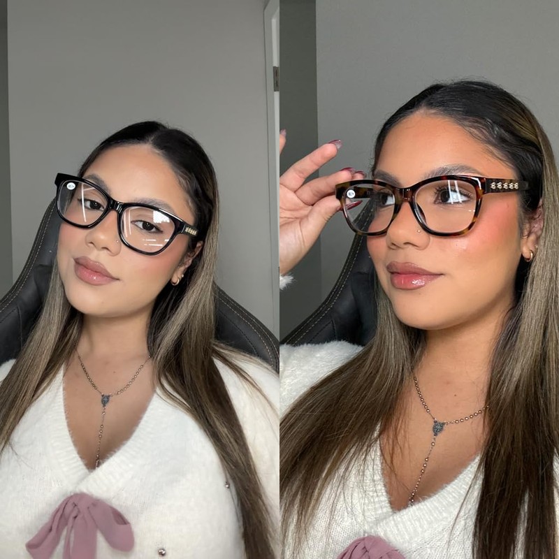 AABV Fashion Flower Reading Glasses for Women,Designer Readers with Blue