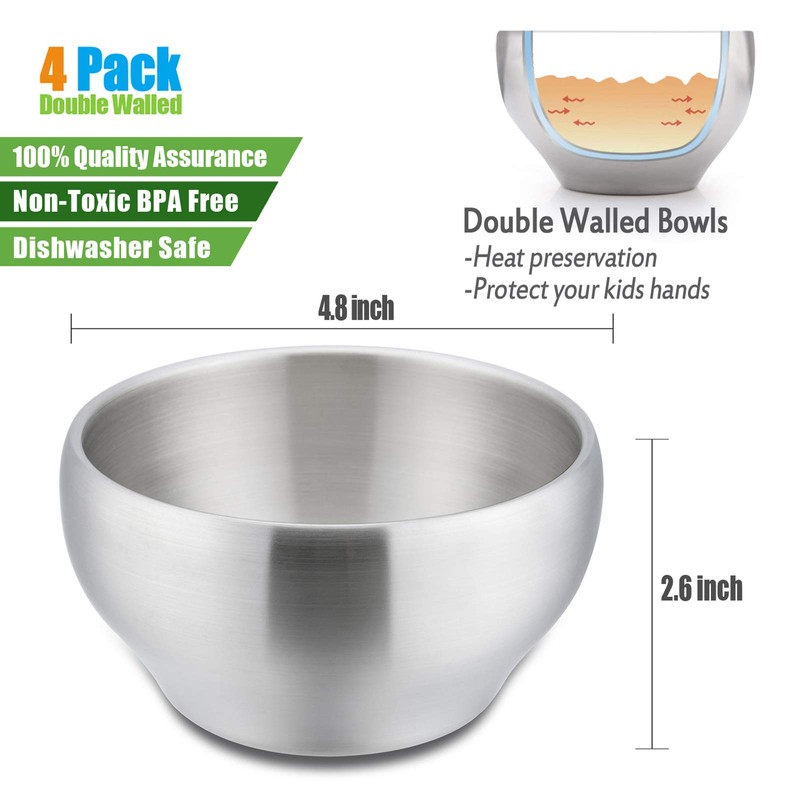 HaWare Heavy 18/8(304) Stainless Steel Bowls(Double Walled), 12 oz Kids