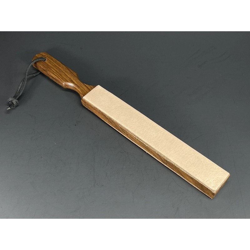 Paddle Leather Strop Straight Razor Sharpening 2 Sided Wood Handle+buff