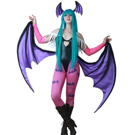miccostumes Women's Costume Evil Cosplay Leotard Fullset With Wings Leggings (S)