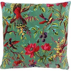 Paoletti Paradise Cotton Water Cushion Cover, Aqua Blue, 50 x 50 cm