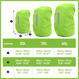 STQDEU Satchel Rain Cover, Rain Cover for Backpacks 15L-60L, Available in Four Colours, Waterproof Cover for Large Hiking Backpacks, Waterproof Protection for Backpacks and School Bags (Green, 45L)