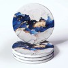 Set of 4 Ceramic Drink Coasters Blue White Gold Marble