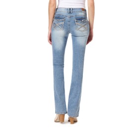 WallFlower Women's Luscious Curvy Bootcut Mid-Rise Insta Stretch Juniors Jeans (Standard and Plus), Andrea, 17 Short