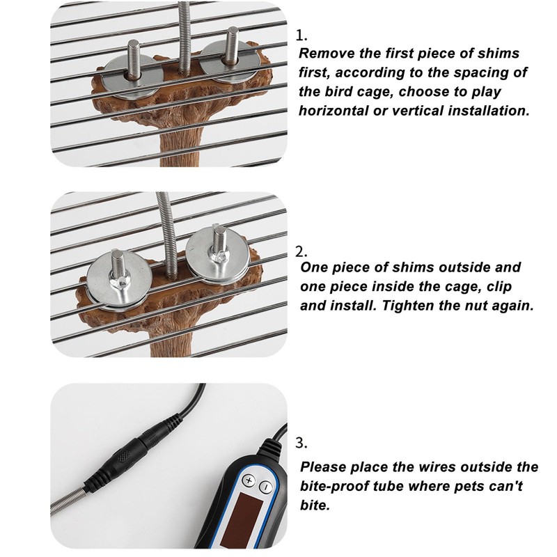 Heated Perches Bird Cage, Bird Heater Fast Heating Intelligent Temperature