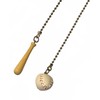 Fabric Baseball & Wooden Bat Ceiling Fan Light Pull Chain