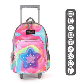 Tilami Rolling Backpack 18 inch Double Handle Wheeled Laptop Boys Girls Travel School Children Luggage Toddler Trip (Starlight)