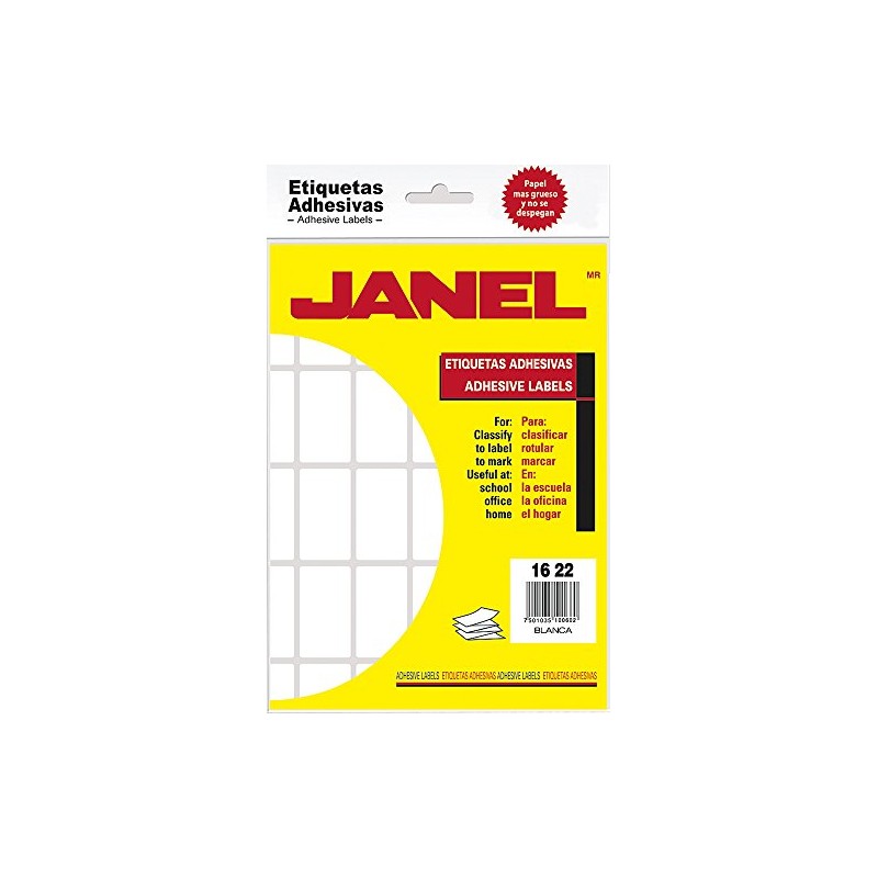 Janel- Etiqueta adh blanca 16x22mm c/20h janel