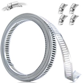 UME-STAR Hose Band, 0.3 inch (8 mm) Wide, Stainless Steel Clamp Band, Flexible Band (Length 6.6 ft (2 m), Fasteners, 4 Pieces