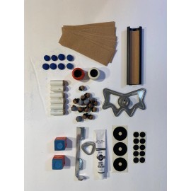 High Skore Pool Cue Repair Kit & Accessories 64 Items Cue Tips,Glue,Spots,Shaper,Chalk More