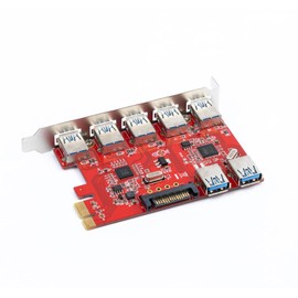 Donkey pc Donkey pc PCI-auf-USB-Verl?ngerungskarte PCI-E auf 5 Ports USB 3.0 und 2 interne USB-3.0-Ports, USB-Verl?ngerungsplatte, PCI-auf-USB-Adapter, kompatibel mit XP/Vista/Win7/Win8/Win10