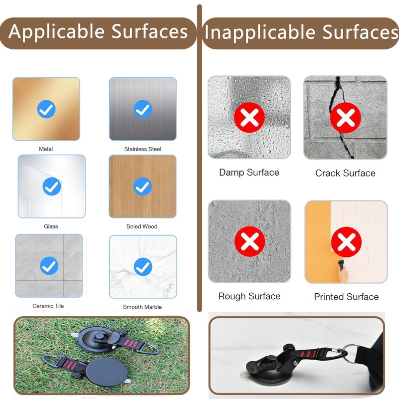 Heavy Duty Suction Cups Anchor with Hooks, Suction Cup Camping