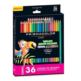 Prismacolor - Lápices de Colores Junior, Colores Pastel y Metálicos, 36 Piezas, 4.0mm, No Tóxicos