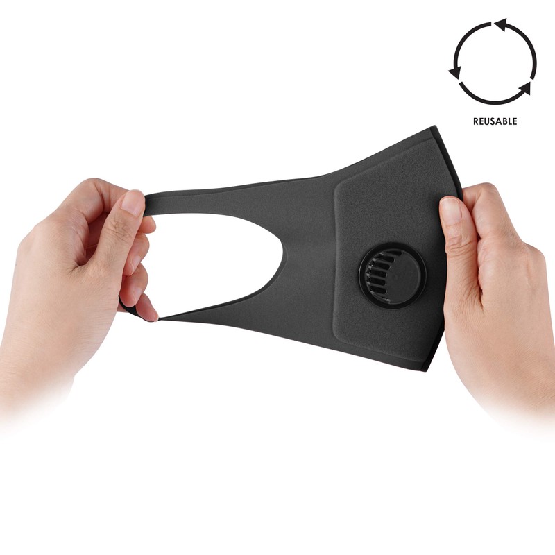 NUÜR 2pcs Fabric Reusable Face Mask, with Air Valve and