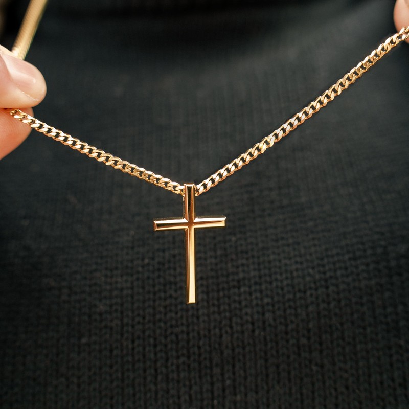 SERASAR Kreuz Halskette Herren mit Anhänger Gold Schmuck Kette Vergoldete