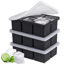 Silicone Ice Cube Tray Mold - Large Square Ice Cube Molds for Freezing - Set of 2 Large Ice Cube Trays - BPA-Free and Easy Release Ice Mold 【3 pack】