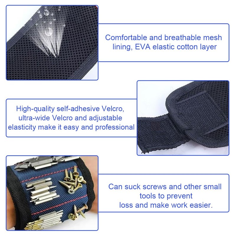 EIHI Men's Magnetic Bracelet - Magnetic Nail Holder with 2