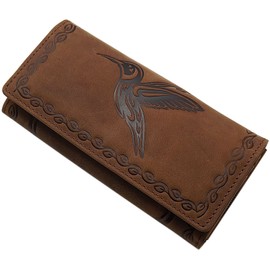myledershop Large Buffalo Full Leather Women's Wallet / Purse / Purse with Colibri Motif or without Motif with RFID & NFC Protection, Cognac, Modern