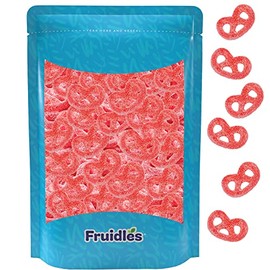 Fruidles Raspberry Jelly Pretzels Gummies, Sweet And Berry Flavor Topped With A Wonderful Dusting Of Cane Sugar, Party Favor, Non-GMO (1 Pound)