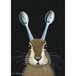 Inkognito Postcard | Occasion: "For Easter", motif: rabbit/bunny, "self-portrait with prostheses", artist: Katharina Greve, item number: 18806, by Berliner Verlag