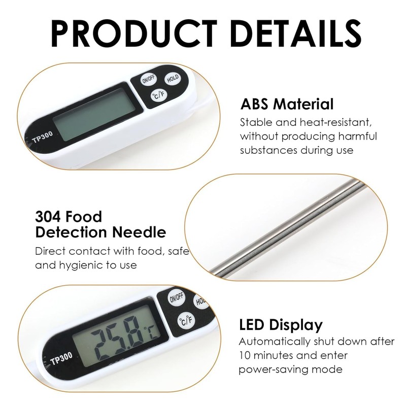 Digital Meat Thermometer - Instant Read, Waterproof, with LCD Display