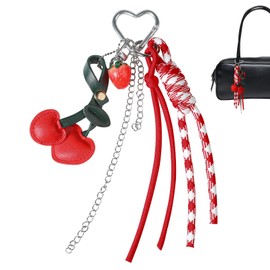 VIVOLOOM Cherry Keychain Bag Charms Leather Bag Charm for Handbags Tote Bags and Backpacks Purse Accessories