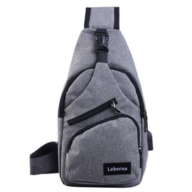 Leberna Crossbody Chest Sling Bag, Small Shoulder Bag with USB Charging Port, Crossover Cross Body Bag for Work Travelling Women Men