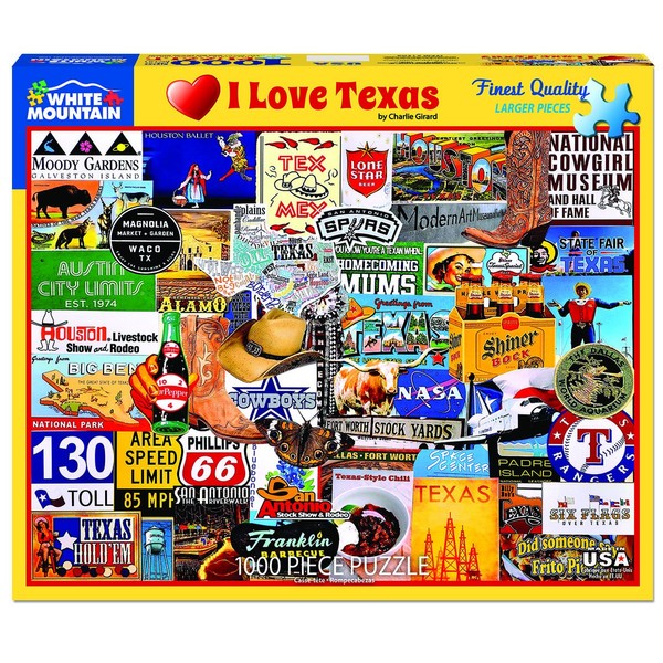 White Mountain Puzzles I Love Texas, 1000 Piece Jigsaw Puzzle