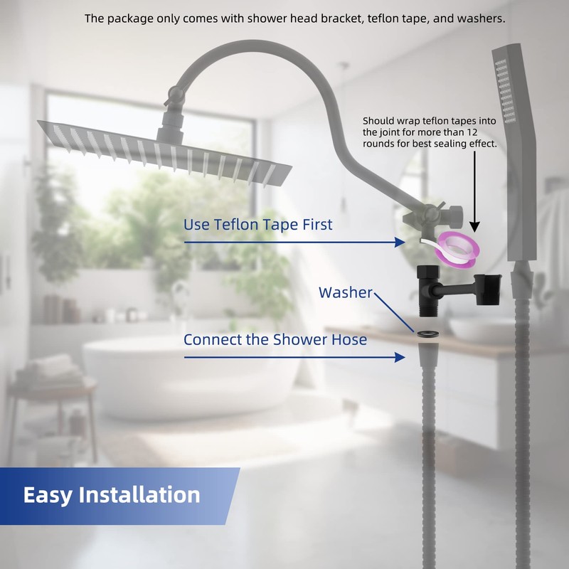 Hibbent All Metal Shower Head Holder - Solid Brass Adjustable