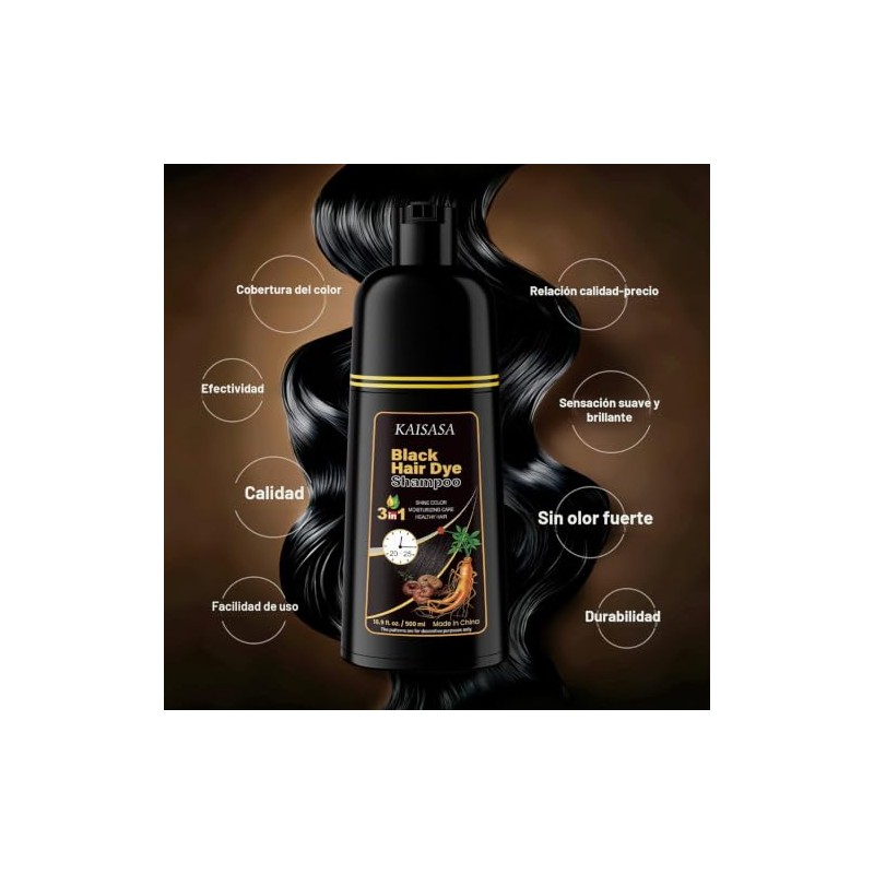 Meidu Champú Teñir Cabello Cubrir Canas Tinte Negro Natural Mujeres