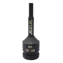 JEUCLEL M6 Triple Square Impact Spline Bit Socket, 6mm Metric 1/2-Inch Impact Drive Triple Square Socket, Cr-Mo Steel Lengthen Screwdriver Socket Adapter