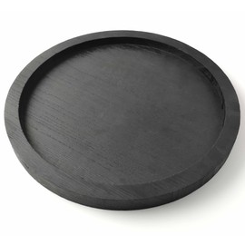 CYS EXCEL 13 Inch Black Round Wooden Tray, Decorative Serving Trays for Ottoman Coffee Table Candle Holder Home Decor Accessories