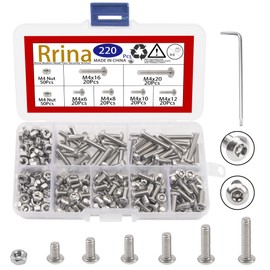 Rrina - Tornillos de seguridad Torx de cabeza de botón de acero inoxidable 304 resistentes a manipulaciones, juego surtido de tornillos con llave (M4)