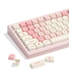 dagaladoo Pink Cute PBT Keycaps, MOA Profile Key caps 65 75 100 Percent, Dye-Sublimation, Custom 133 Keys Set for 100%, 75%, 65%, 60% Mechanical Keyboard（Cherry Blossom）