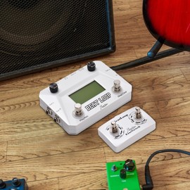 Rowin Drum Machine Pedal Circular Recording Guitar Looper Pedal 40 Drums Rhythm LCD Backlight Display for Electric Guitar 3.5mm Input Headphone Jack External Footswitch Control