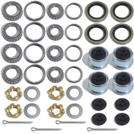 GREPSPUD 4Sets L68149 L44649 Trailer Axle Hub Bearings Kit with 171255TB Grease Seals, 1.98'' Trailer Dust Caps, Cotter Pins, Axle Nuts & Washers for 3500 lbs 1-3/8'' to 1-1/16'' #84 Spindle