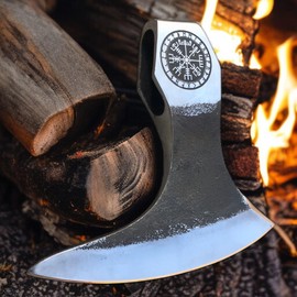 OLDZ CRAFTZ-Viking Bearded Axe - Vegvisir Viking Axe Head Custom Forged high Carbon Steel hatchets Multi Purpose Adult Size Axe Head viking axe head handmade axe head real