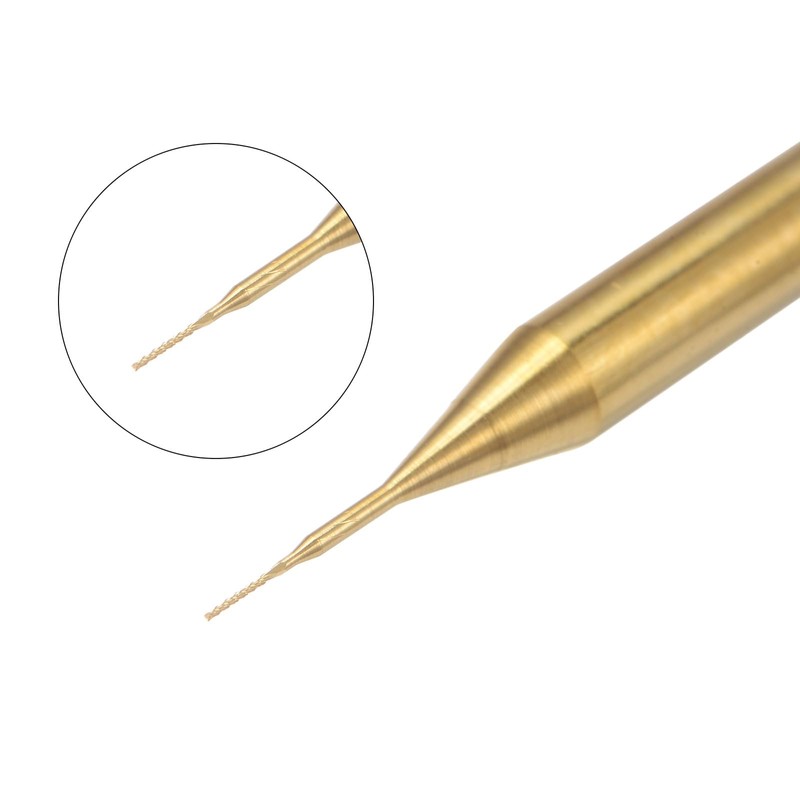 sourcing map 10Pcs 0.2mm Titanium Coat Carbide End Mill Engraving