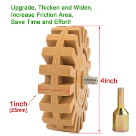 Decal Remover Wheel Sticker Remover w/Drill Adapter Tool Kit Adhesive Decal Eraser Wheel, Remove Vinyl Decals, Stickers, Stripes, Pinstripes, Adhesive Remover Tool 4" Slotted Edge Pad