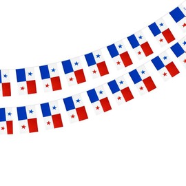 Pandiui23 Panama Flag 40 Pack 40 Feet Blue Red White Rectangle Flag Garland Patriotic Garden Events Bar All Occasions Indoor Outdoor