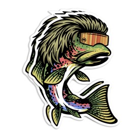 United by Color Mullet Trout Stickers (2Pc) - Strong Adhesive Waterproof Trout Fishing Stickers and Decals - No Fade, Used for Window, Water Bottle, Laptop, Tumbler, Bumper, Boat, Cooler, Truck & Car