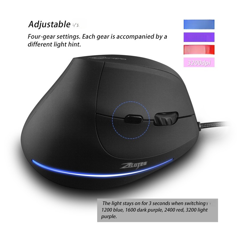 T-20 Mouse Wired Vertical Mouse Ergonomic Rechargeable 4 3200 movement
